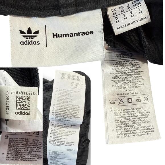 Adidas Humanrace Pharrell Williams Sport Upcycled Black Raw Hem Cut-off Shorts M - Picture 7 of 7